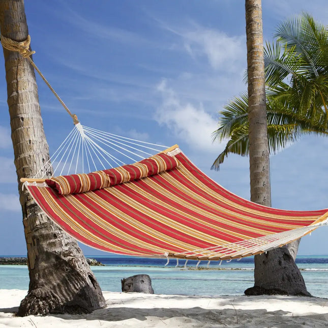 Outdoor Hammock with Detachable Pillow-Red - Red - Hammocks