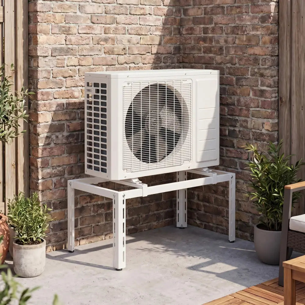Outdoor Heavy-Duty AC Base for 9000-36000 BTU Ductless Air Conditioners Heat Pump - White - Mini Split AC Parts &