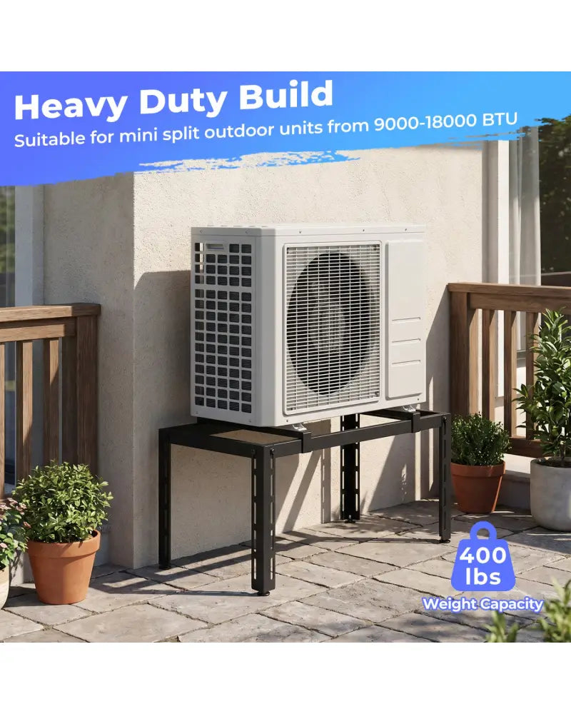 Outdoor Heavy-Duty AC Base for 9000-36000 BTU Ductless Air Conditioners Heat Pump-Black - Black - Mini Split AC Parts &