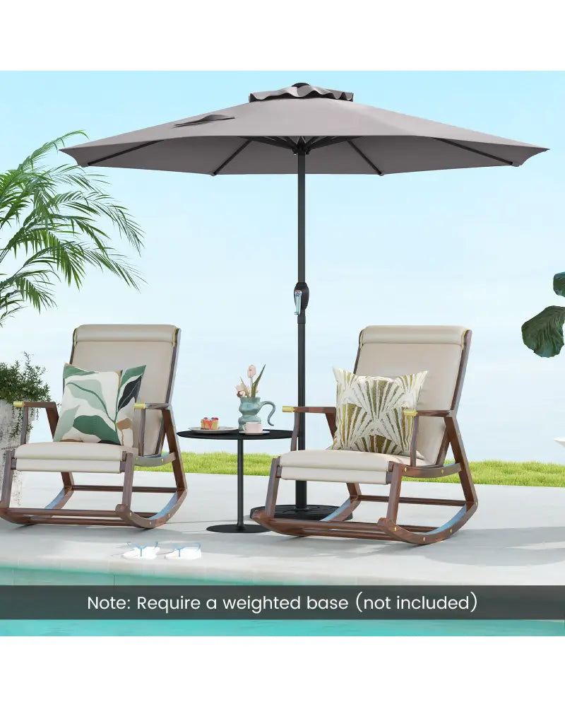 Outdoor Heavy Duty Market Umbrella with Crank Handle and 8 Sturdy Ribs-Gray - Gray - Outdoor Umbrellas