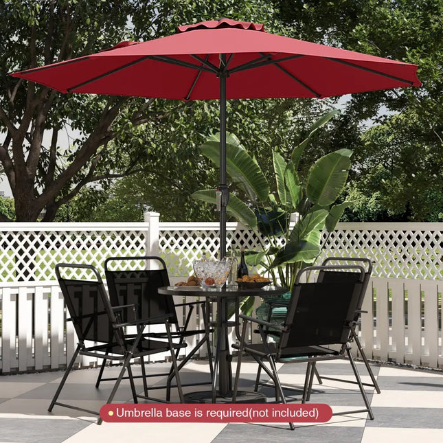 Outdoor Heavy Duty Market Umbrella with Crank Handle and 8 Sturdy Ribs-Red - Red - Outdoor Umbrellas