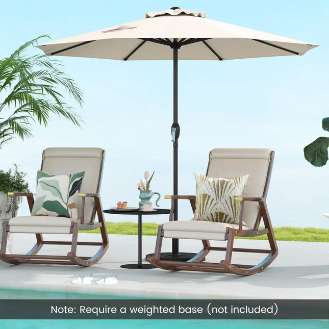 Outdoor Heavy Duty Market Umbrella with Crank Handle and 8 Sturdy Ribs-Beige - Beige - Outdoor Umbrellas