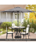 Outdoor Heavy Duty Market Umbrella with Crank Handle and 8 Sturdy Ribs-Gray - Gray - Outdoor Umbrellas