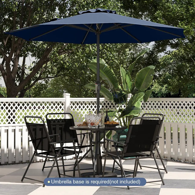 Outdoor Heavy Duty Market Umbrella with Crank Handle and 8 Sturdy Ribs-Navy - Navy - Outdoor Umbrellas