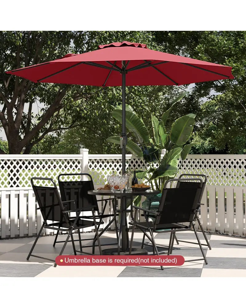 Outdoor Heavy Duty Market Umbrella with Crank Handle and 8 Sturdy Ribs-Red - Red - Outdoor Umbrellas