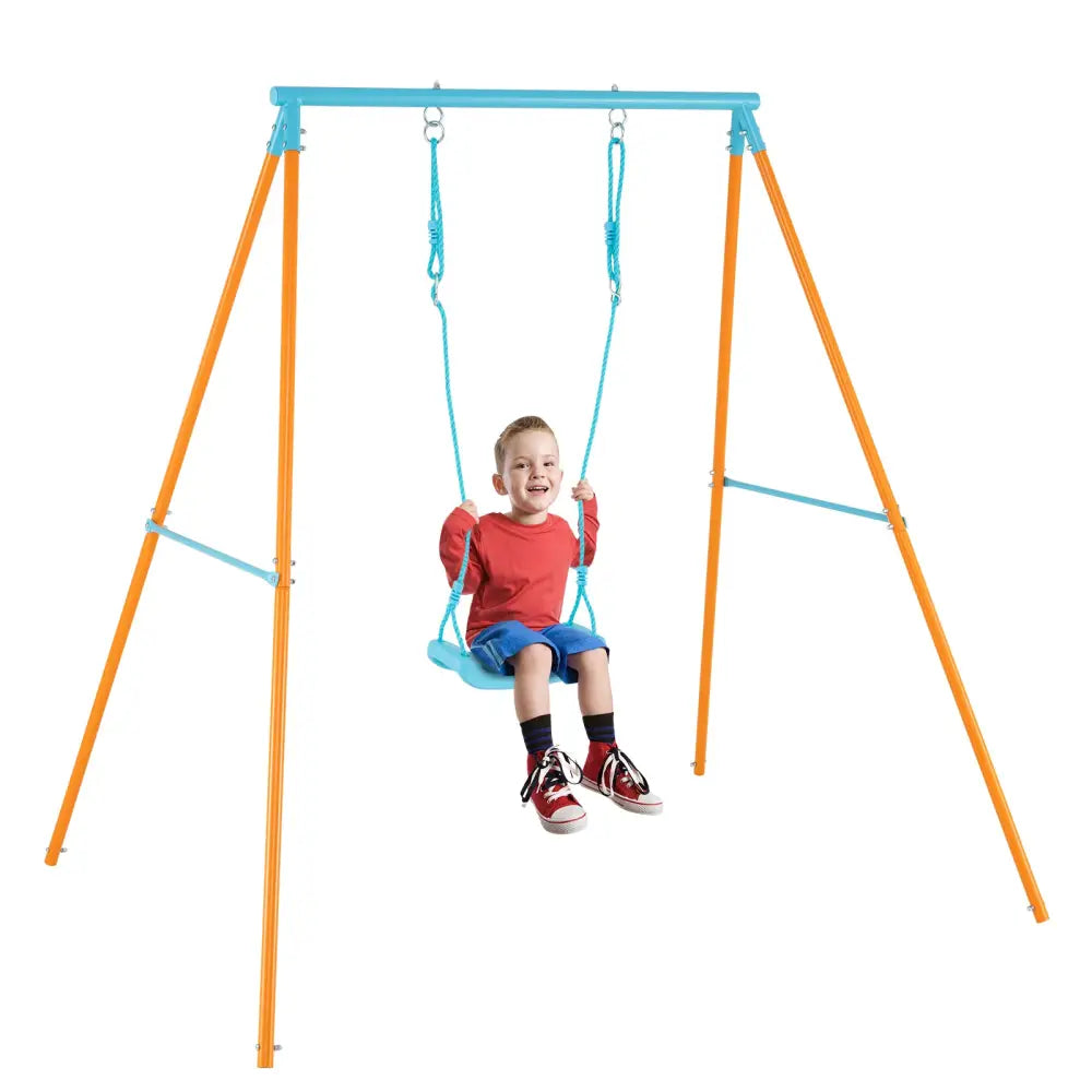 Outdoor Heavy Duty Metal Toddler Swing Set with Stand-Orange - Orange - Swing & Playsets