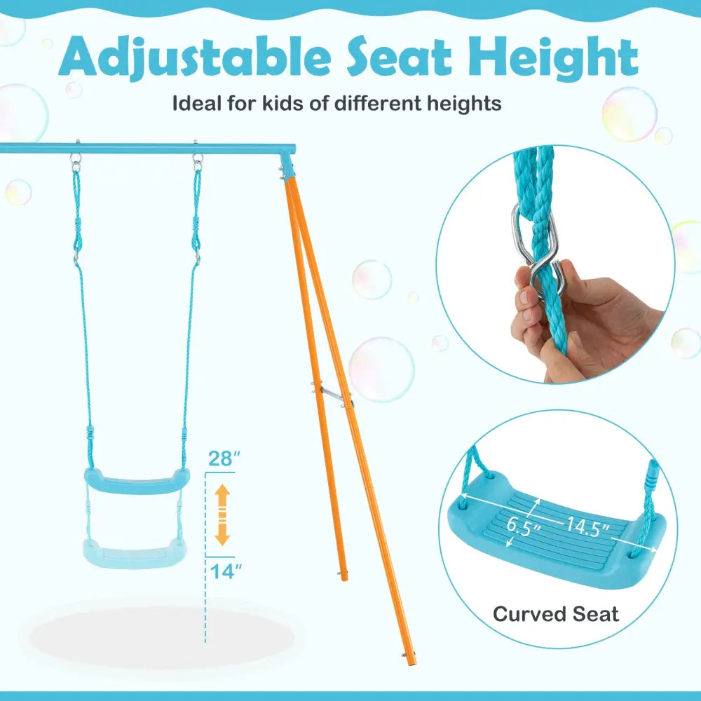 Outdoor Heavy Duty Metal Toddler Swing Set with Stand-Orange - Orange - Swing & Playsets