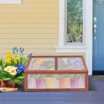 Outdoor Indoor Garden Portable Wooden Greenhouse - Brown - Greenhouses