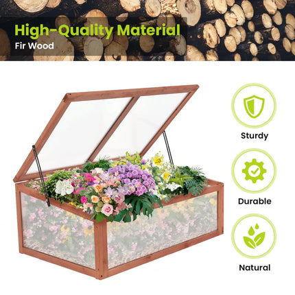 Outdoor Indoor Garden Portable Wooden Greenhouse - Brown - Greenhouses