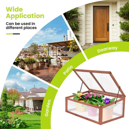 Outdoor Indoor Garden Portable Wooden Greenhouse - Brown - Greenhouses