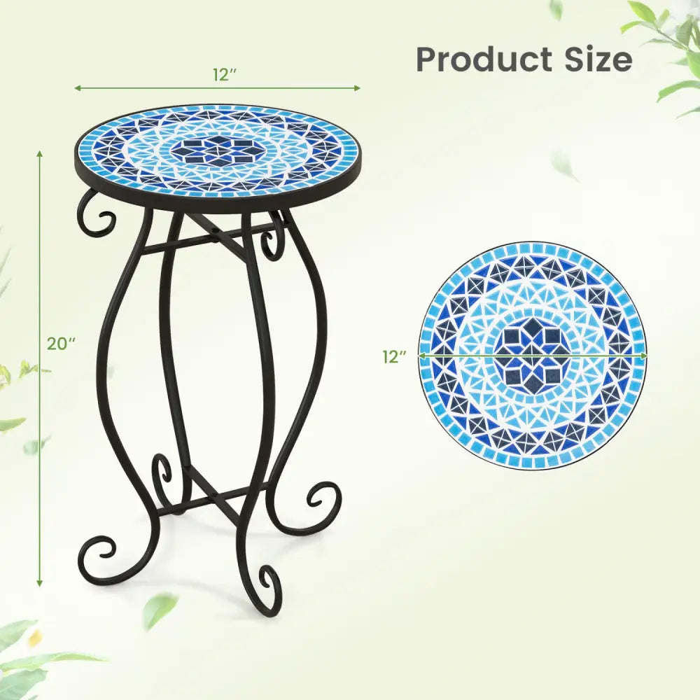 Outdoor Indoor Steel Accent Plant Stand Cobalt Table-Blue - Blue - Plant Stands