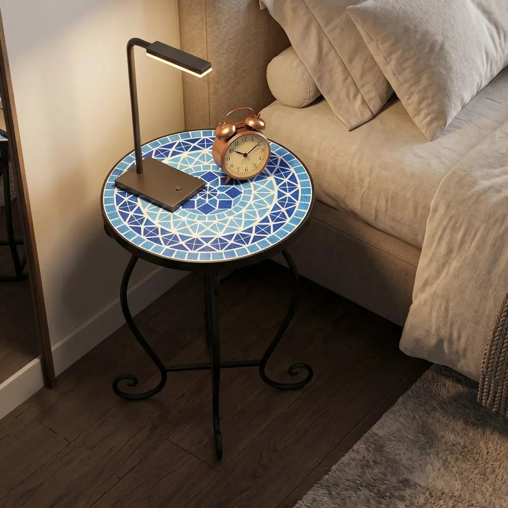Outdoor Indoor Steel Accent Plant Stand Cobalt Table-Blue - Blue - Plant Stands