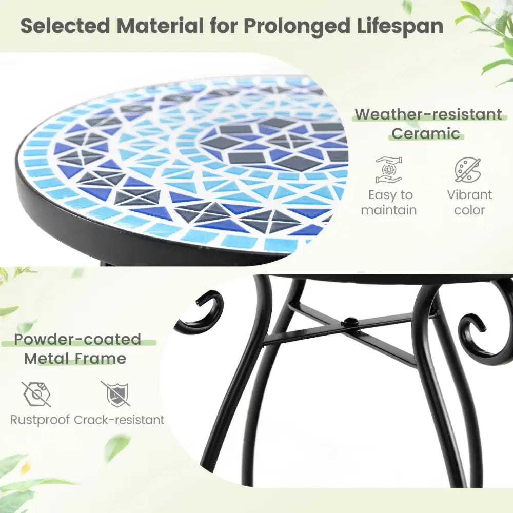 Outdoor Indoor Steel Accent Plant Stand Cobalt Table-Blue - Blue - Plant Stands
