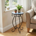 Outdoor Indoor Steel Accent Plant Stand Cobalt Table-Blue - Blue - Plant Stands