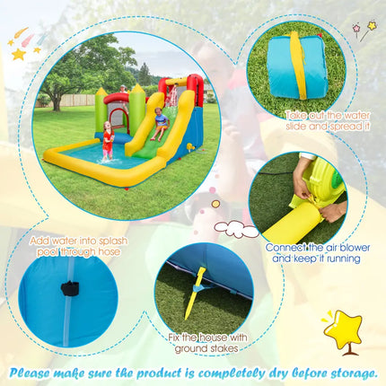 Outdoor Inflatable Bounce House with 480 W Blower - Inflatable Water Slides