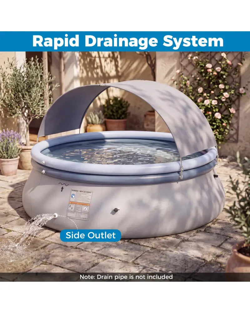 Outdoor Inflatable Pool with Sunshade Canopy-M - Swimming Pools