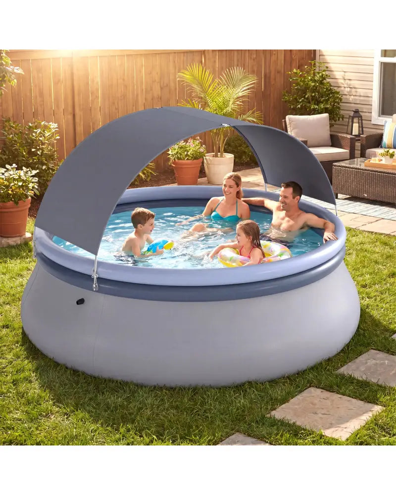 Outdoor Inflatable Pool with Sunshade Canopy-M - Swimming Pools
