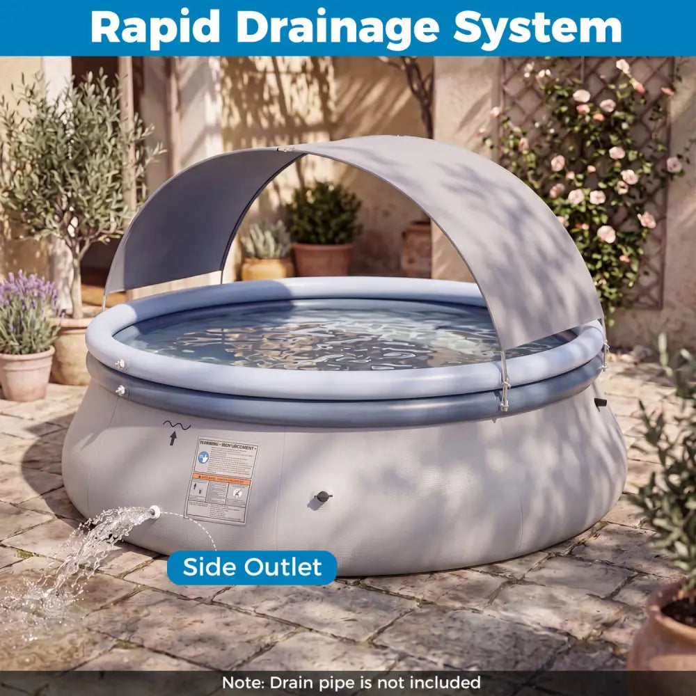 Outdoor Inflatable Pool with Sunshade Canopy-M - Swimming Pools
