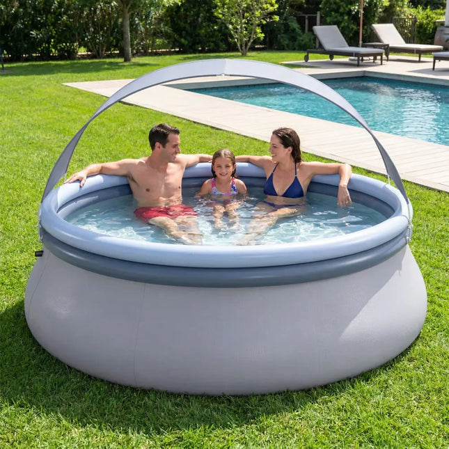 Outdoor Inflatable Pool with Sunshade Canopy-S - Swimming Pools