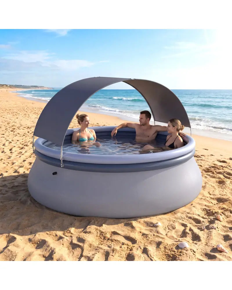 Outdoor Inflatable Pool with Sunshade Canopy-S - Swimming Pools