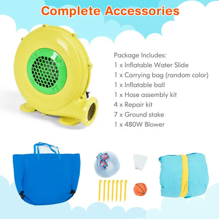 Outdoor Inflatable Water Bounce House with 480W Blower - Inflatable Water Slides