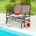 Outdoor Iron Patio Rocking Chair for Backyard and Lawn - Brown - Patio Rocking Chairs & Gliders
