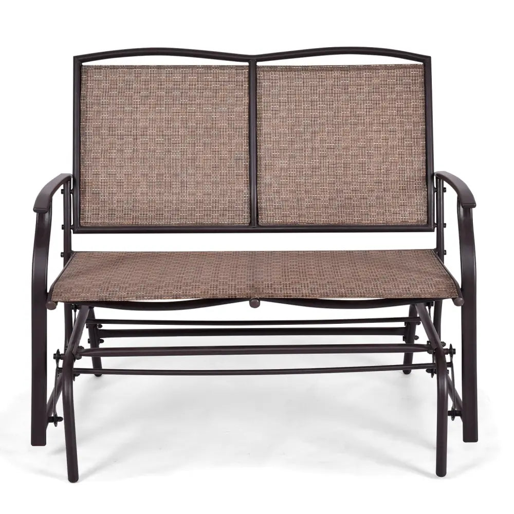 Outdoor Iron Patio Rocking Chair for Backyard and Lawn - Brown - Patio Rocking Chairs & Gliders