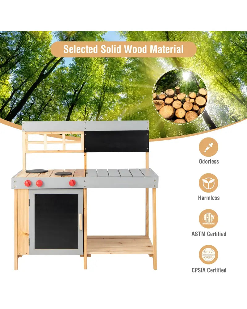 Outdoor Kid’s Mud Kitchen Set with Detachable Water Box for Toddlers Over 3 - Multicolor - Play Kitchen Sets