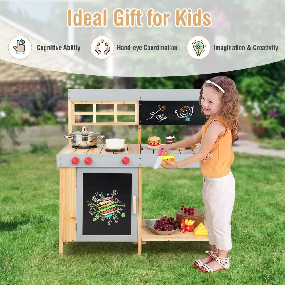 Outdoor Kid’s Mud Kitchen Set with Detachable Water Box for Toddlers Over 3 - Multicolor - Play Kitchen Sets