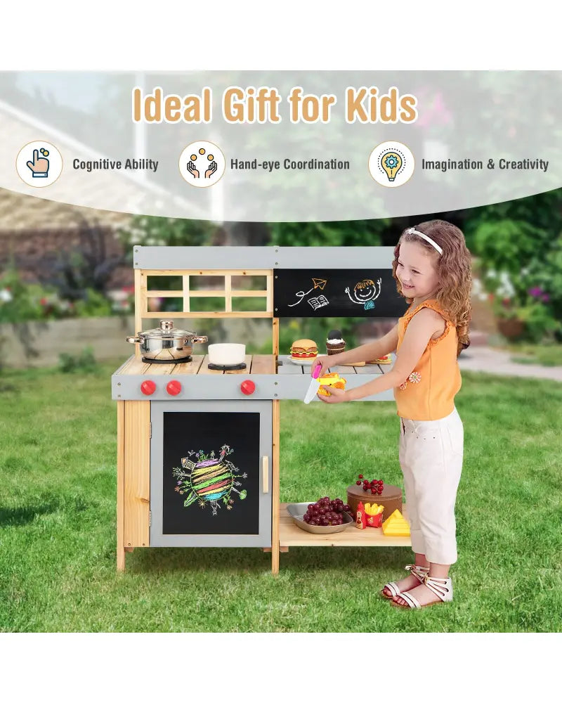 Outdoor Kid’s Mud Kitchen Set with Detachable Water Box for Toddlers Over 3 - Multicolor - Play Kitchen Sets