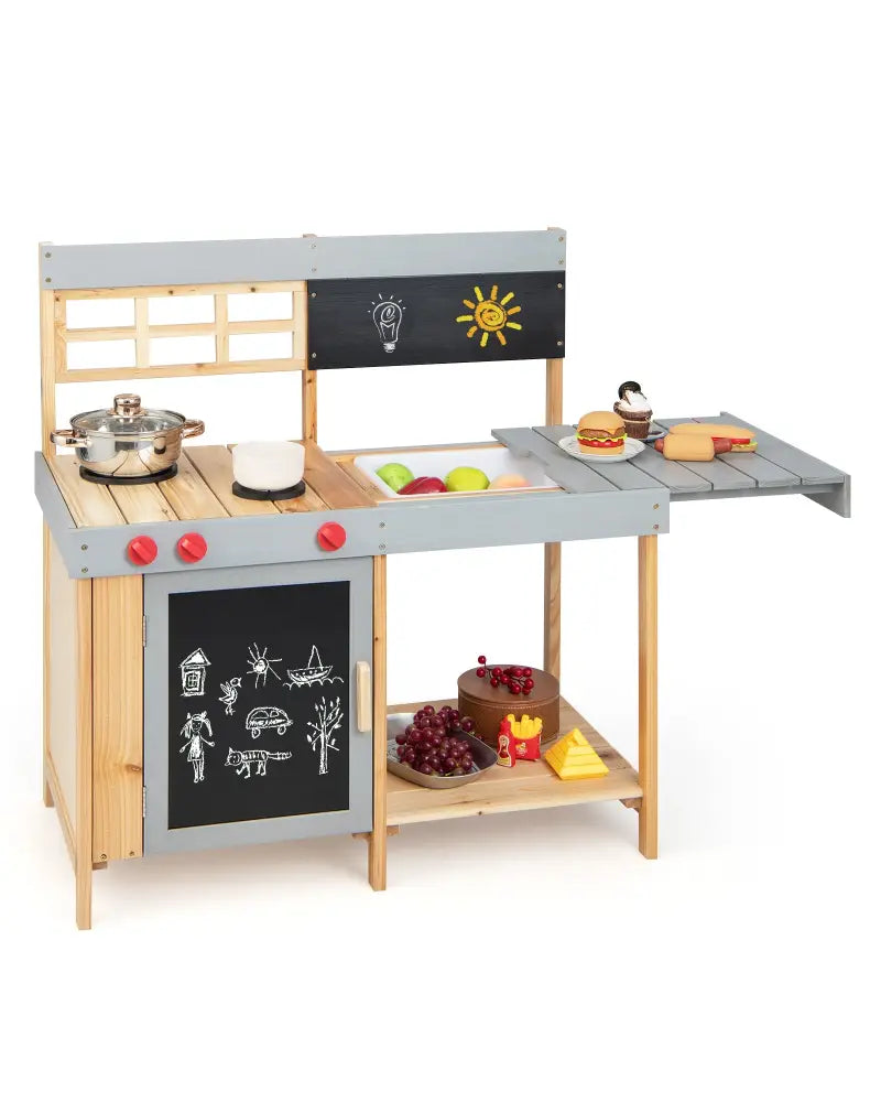 Outdoor Kid’s Mud Kitchen Set with Detachable Water Box for Toddlers Over 3 - Multicolor - Play Kitchen Sets