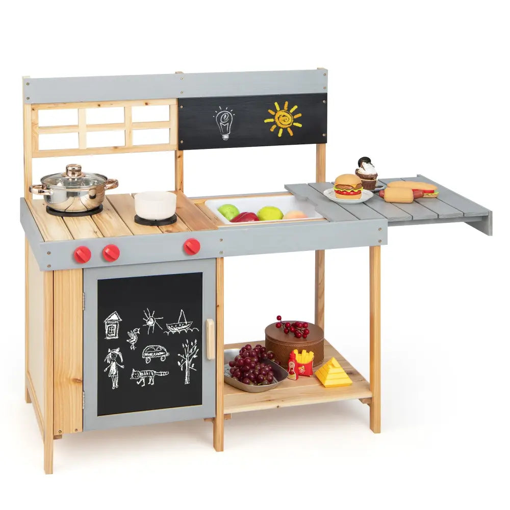 Outdoor Kid’s Mud Kitchen Set with Detachable Water Box for Toddlers Over 3 - Multicolor - Play Kitchen Sets