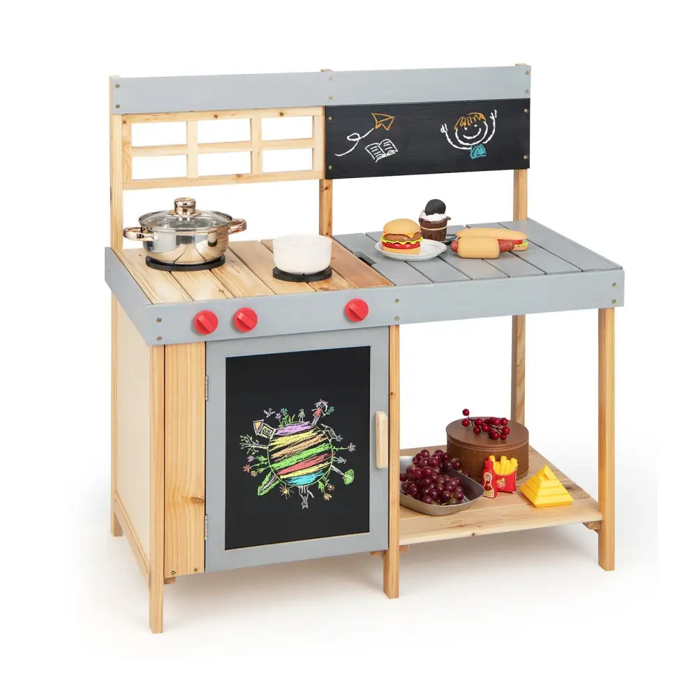 Outdoor Kid’s Mud Kitchen Set with Detachable Water Box for Toddlers Over 3 - Multicolor - Play Kitchen Sets