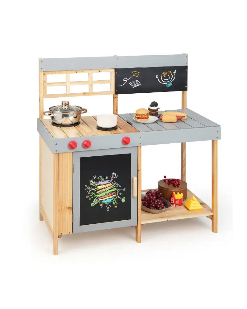 Outdoor Kid’s Mud Kitchen Set with Detachable Water Box for Toddlers Over 3 - Multicolor - Play Kitchen Sets