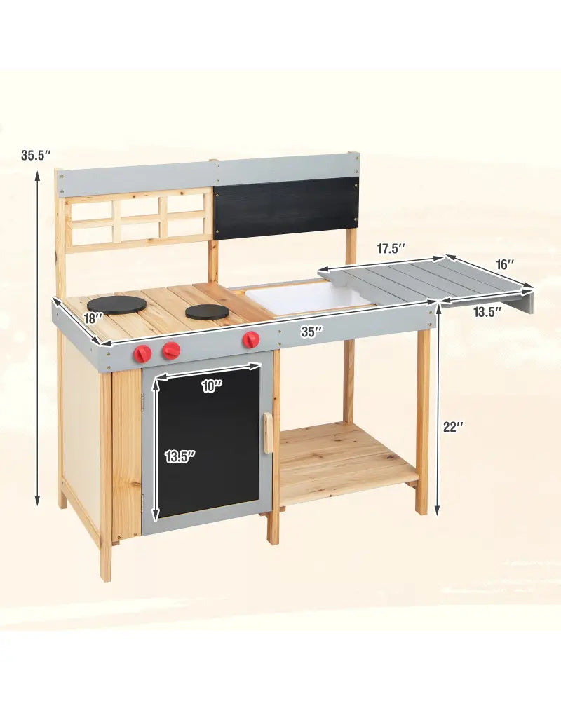 Outdoor Kid’s Mud Kitchen Set with Detachable Water Box for Toddlers Over 3 - Multicolor - Play Kitchen Sets