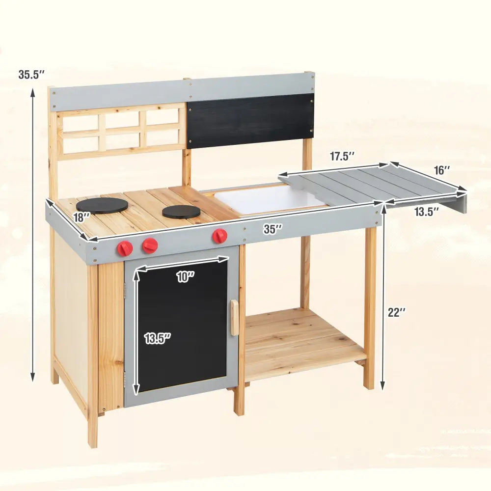 Outdoor Kid’s Mud Kitchen Set with Detachable Water Box for Toddlers Over 3 - Multicolor - Play Kitchen Sets