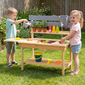 Outdoor Kids Mud Kitchen with Extended Tabletop and Water Tank-Natural - Natural - Play Kitchen Sets