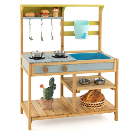 Outdoor Kids Mud Kitchen with Faucet and Water Box - Oasis Home Essentials