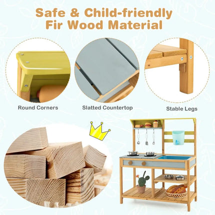 Outdoor Kids Mud Kitchen with Faucet and Water Box - Oasis Home Essentials