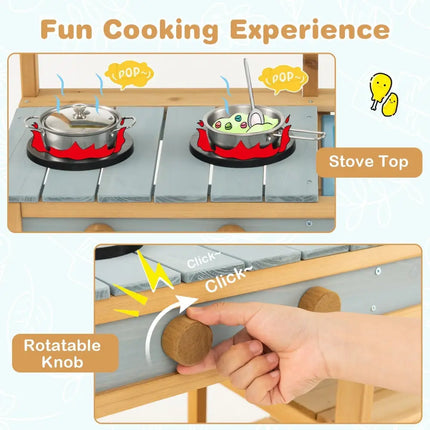 Outdoor Kids Mud Kitchen with Faucet and Water Box - Oasis Home Essentials