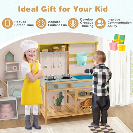 Outdoor Kids Mud Kitchen with Faucet and Water Box - Oasis Home Essentials