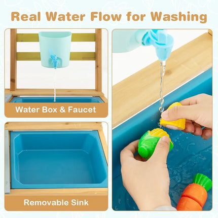 Outdoor Kids Mud Kitchen with Faucet and Water Box - Oasis Home Essentials