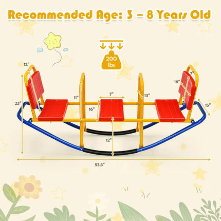 Outdoor Kids Seesaw Swivel Teeter for 3 to 8 Years Old-Red - Red - Seesaws