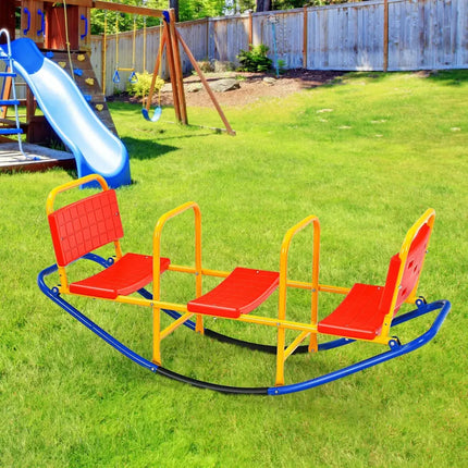 Outdoor Kids Seesaw Swivel Teeter for 3 to 8 Years Old-Red - Red - Seesaws