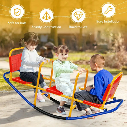 Outdoor Kids Seesaw Swivel Teeter for 3 to 8 Years Old-Red - Red - Seesaws
