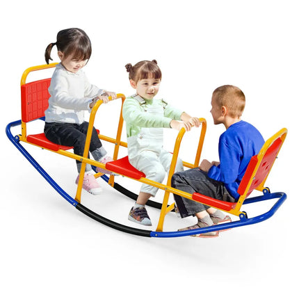 Outdoor Kids Seesaw Swivel Teeter for 3 to 8 Years Old-Red - Red - Seesaws