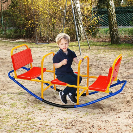 Outdoor Kids Seesaw Swivel Teeter for 3 to 8 Years Old-Red - Red - Seesaws