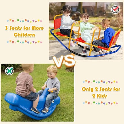 Outdoor Kids Seesaw Swivel Teeter for 3 to 8 Years Old-Red - Red - Seesaws