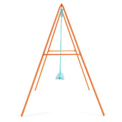 Outdoor Kids Swing Set with Heavy-Duty Metal A-Frame and Ground Stakes-Orange - Orange - Swing & Playsets