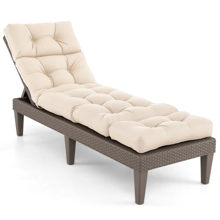 Outdoor Lounge Chaise Cushion 73’’x22’’ with High Back String Ties-Beige - Beige - Outdoor Furniture Accessories